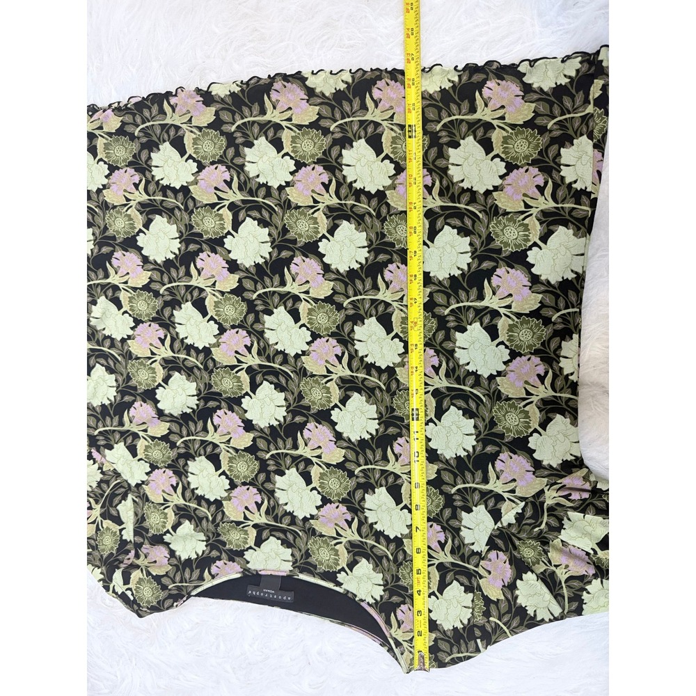 Apostrophe Woman Floral Mesh Tunic Top Plus Size 24-26W Green Purple Lettuce Hem - Picture 8 of 8